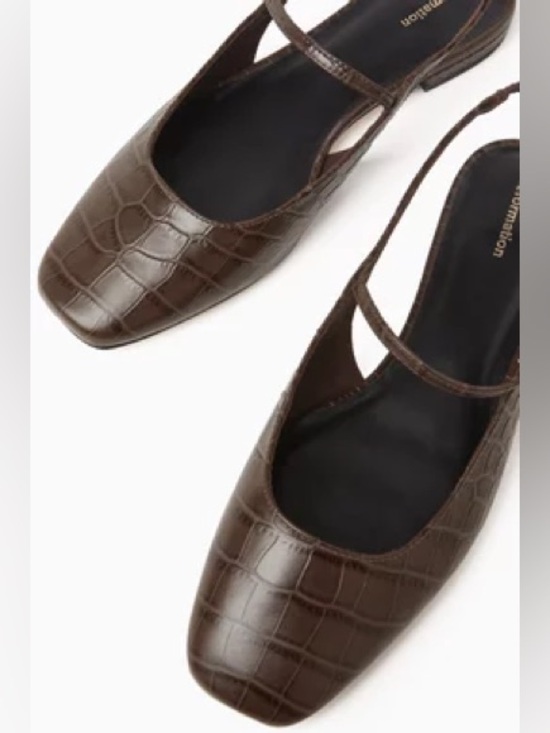 Reformation Shoes - EUC Reformation Claire Slingback Mules in Croc-embossed Leather